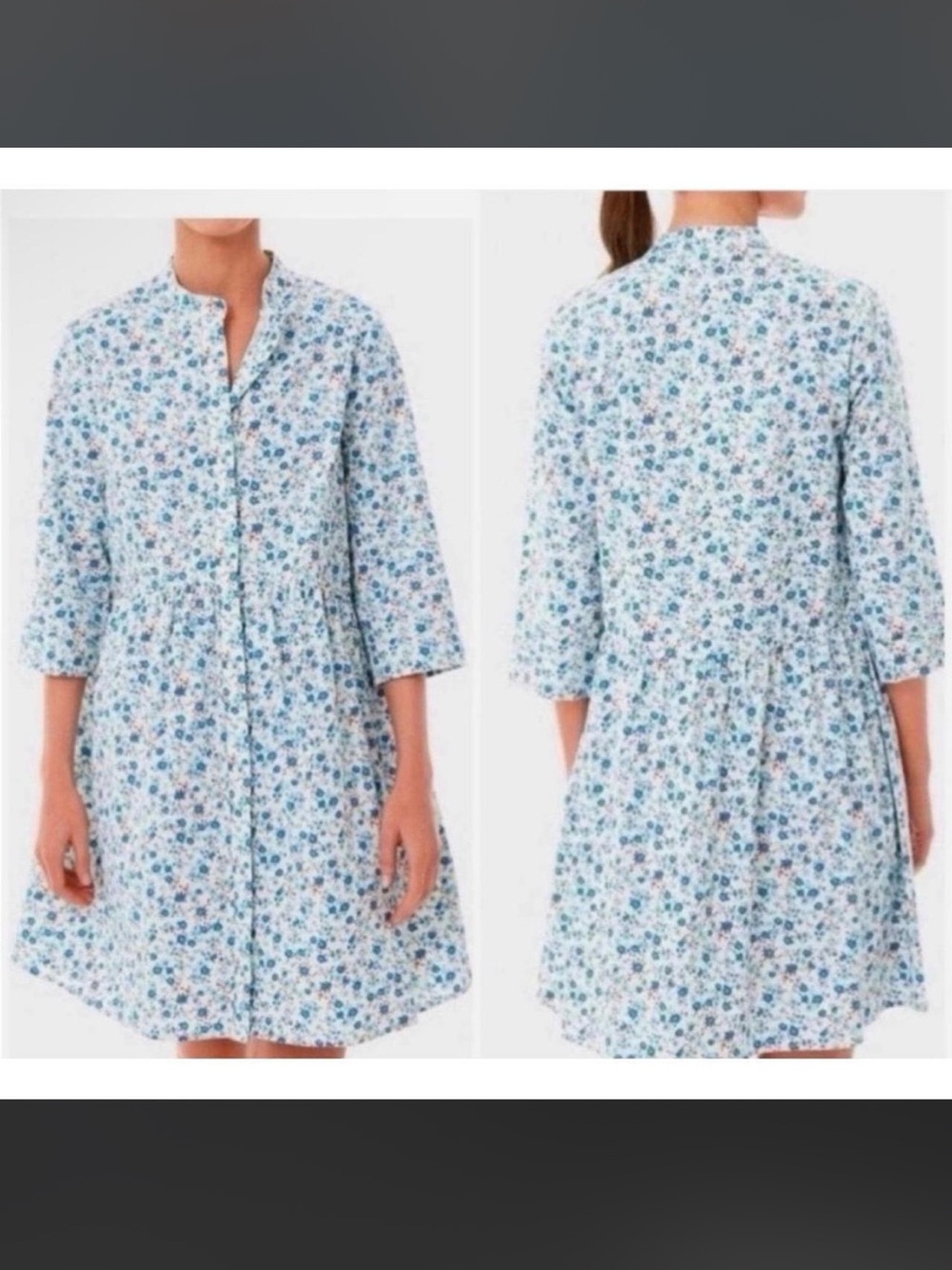 Tuckernuck Blue Ditsy Floral Royal Cotton Shirt Dress Size S
